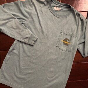Carhartt long sleeve loose fit shirt size small light teal outdoor women’s